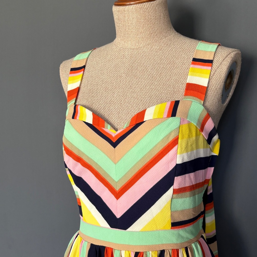 ModCloth Striped Sweetheart Midi Dress | Size S | Colorful Sleeveless 1940s